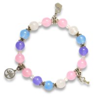 Picture of Mulany MB8041 Multi-Color Stone With Silver Charm Healing Bracelet