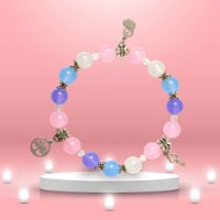 Picture of Mulany MB8041 Multi-Color Stone With Silver Charm Healing Bracelet