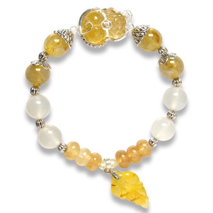 Hình ảnh Vòng Tay Mulany MB8044 Thạch Anh Tóc Vàng & Đá Mặt Trăng