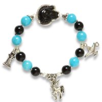 Hình ảnh Vòng Tay Mulany MB8045 Hắc Diện Thạch Và Charm Hồ Ly