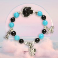 Hình ảnh Vòng Tay Mulany MB8045 Hắc Diện Thạch Và Charm Hồ Ly