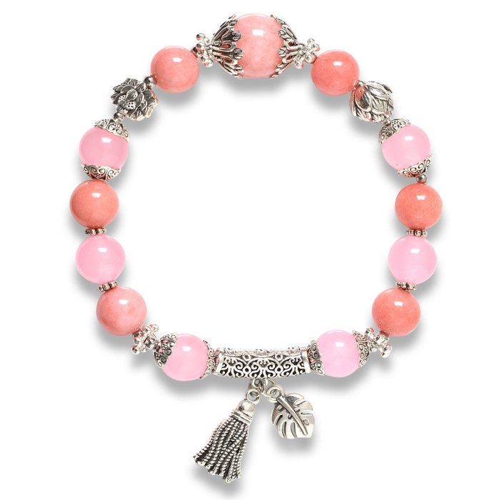 Hình ảnh Vòng Tay Phong Thủy MB8048 Thạch Anh Hồng Với Chalcedony