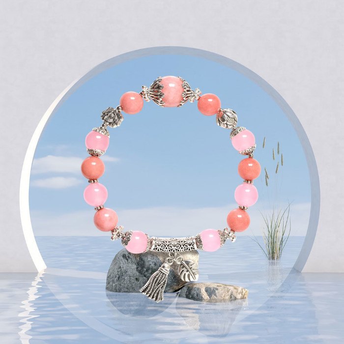 Picture of Mulany MB8048 Chalcedony Stone With Silver Charm Healing Bracelet