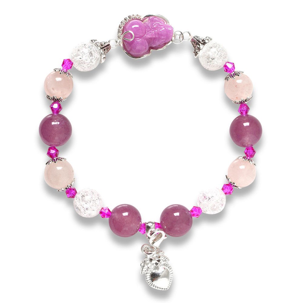 Picture of Mulany MB8049 Strawberry Quartz With Ruby Pixiu Charm Healing Bracelet