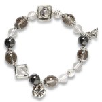 Picture of Mulany MB8054 Black Rutilated Quartz With Silver Charm Healing Bracelet