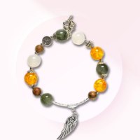 Picture of Mulany MB8064 Rutilated Quartz and Amber Healing Bracelet