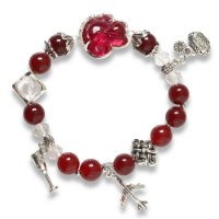 Hình ảnh Vòng Tay Mulany MB8062 Ngọc Hồng Lựu Với Charm Hồ Ly