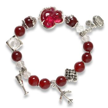 Hình ảnh Vòng Tay Mulany MB8062 Ngọc Hồng Lựu Với Charm Hồ Ly