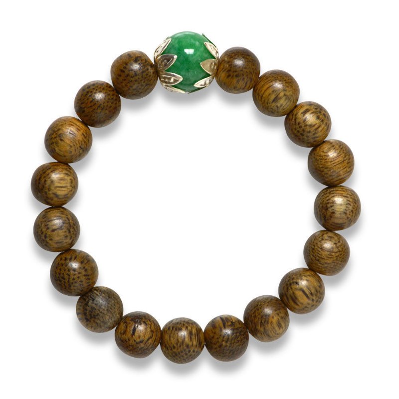 Picture of Mulany MBK8004 Agarwood & Green Jade Kids' Healing Bracelet