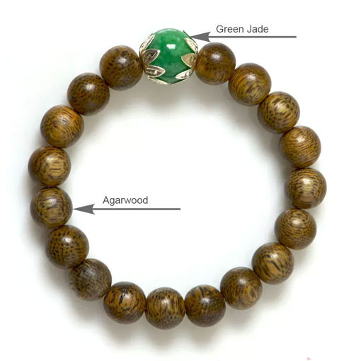 Picture of Mulany MBK8004 Agarwood & Green Jade Kids' Healing Bracelet