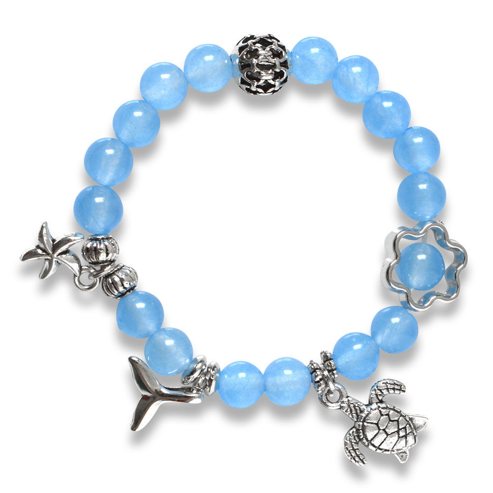 Aquamarine Bracelet 10mm Crystal Bracelet Gemstone Bracelet Blue Crackle  Glass Bracelet Healing Bracelet Gemstone Jewelry - Etsy