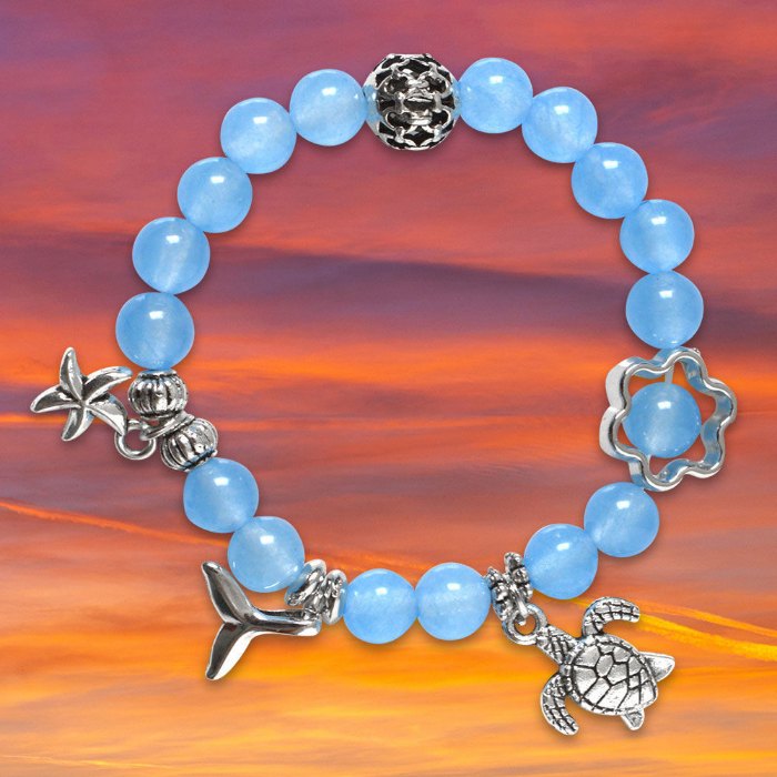 Hình ảnh Vòng Tay Phong Thủy Trẻ Em MBK8005 Hải Lam  Ngọc Thạch