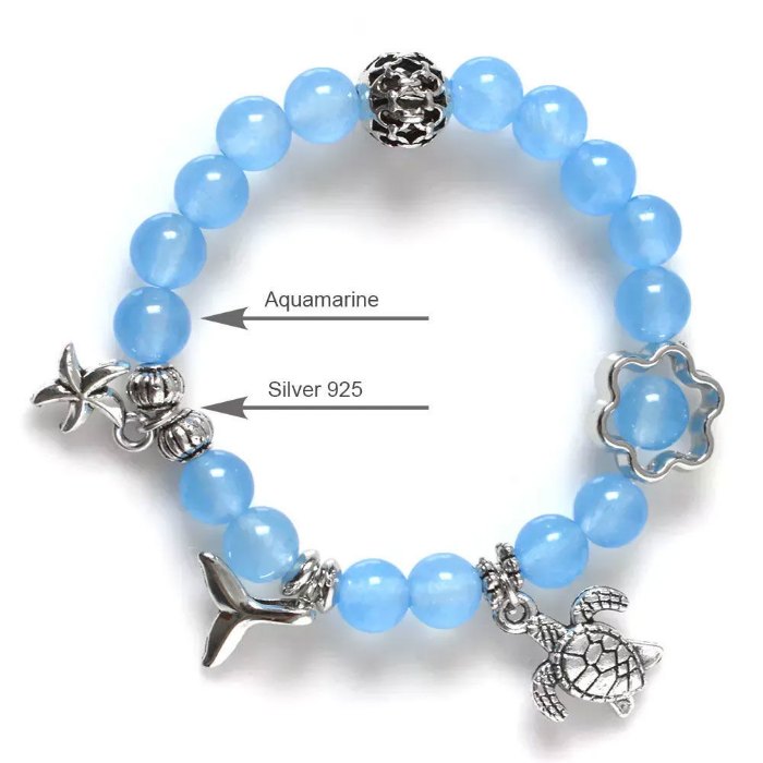 Hình ảnh Vòng Tay Phong Thủy Trẻ Em MBK8005 Hải Lam  Ngọc Thạch