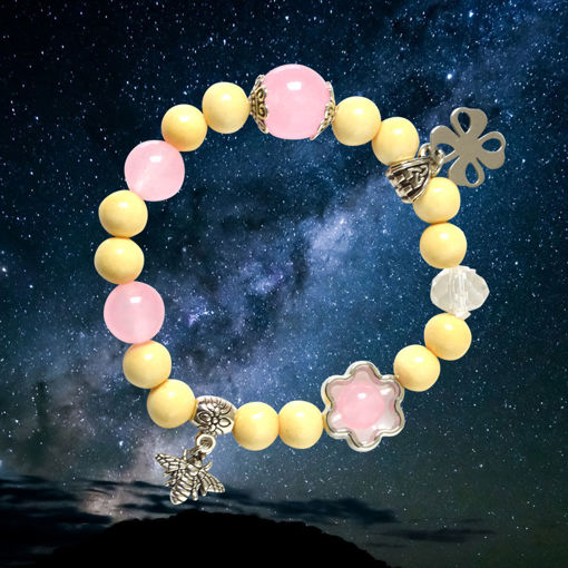 Picture of Mulany MBK8007 Mulberry & Rose Quartz Kids Healing Bracelet