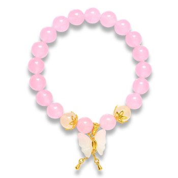 Hình ảnh Vòng Tay Mulany MB8001 Thạch Anh Hồng Với Charm Bướm