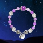 Picture of Mulany MB8015 Amethyst With Heart Charm Healing Bracelet