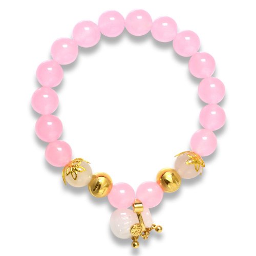 Picture of Mulany MB8016 Rose Quartz With Jade Blessing Bag Charm Healing Bracelet
