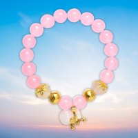 Hình ảnh Vòng Tay Mulany MB8016 Thạch Anh Hồng Với Charm Bịch Tiền