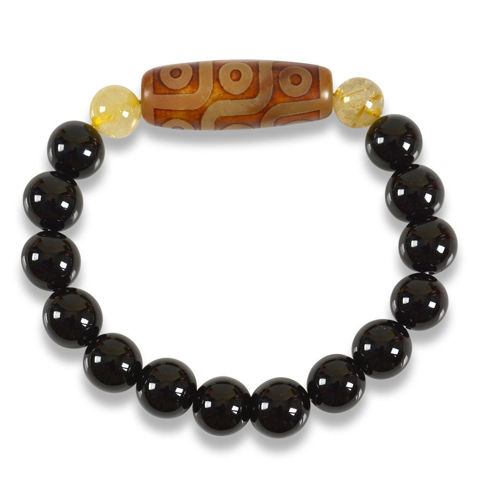 Picture of Mulany MB8029 Obsidian Stone With Dzi Charm Healing Bracelet