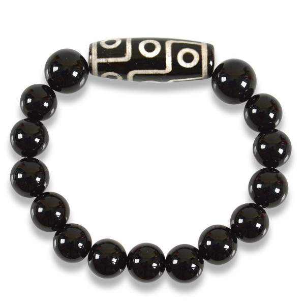 Picture of Mulany MB8030 Obsidian Stone With Dzi Charm Healing Bracelet