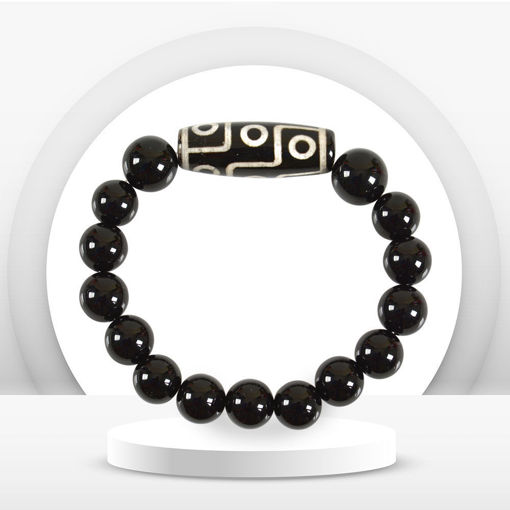 Picture of Mulany MB8030 Obsidian Stone With Dzi Charm Healing Bracelet