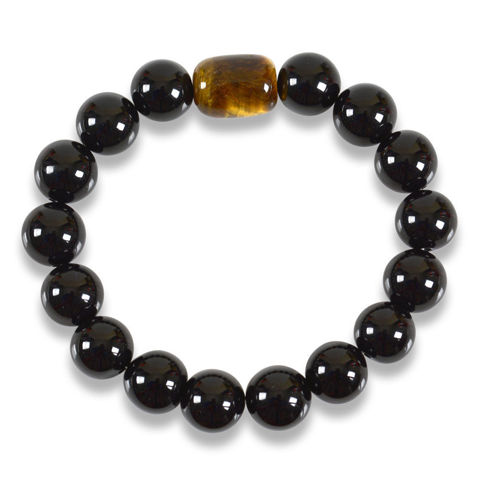 Picture of Mulany MB8035 Obsidian Stone With Tiger Eye Charm Healing Bracelet