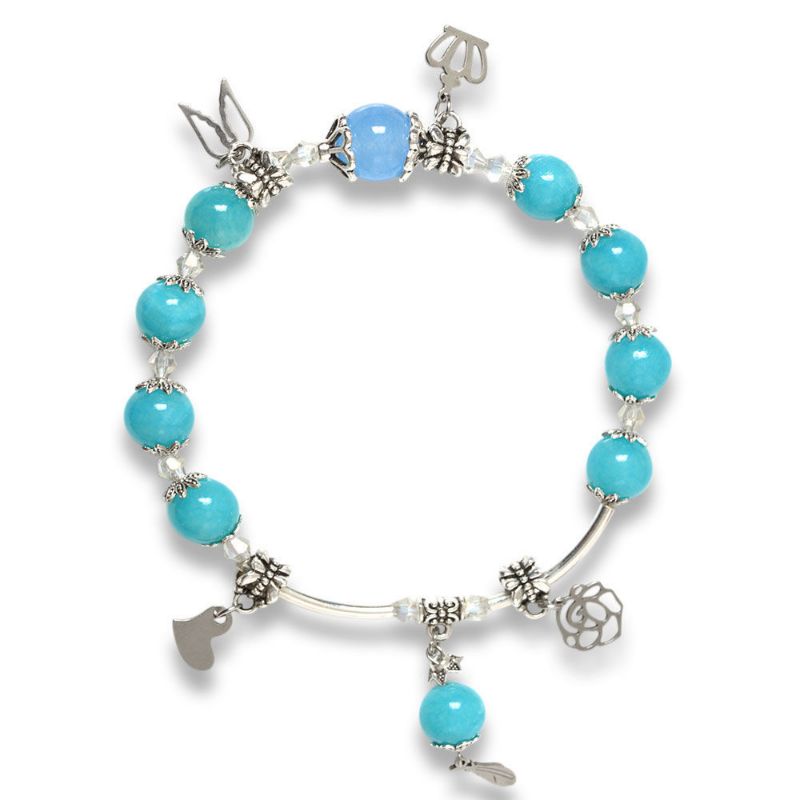 Hình ảnh Vòng Tay Mulany MB8042 Đá Ngọc Bích Với Charm Bạc