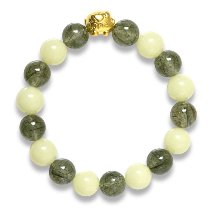 Picture of Mulany MB8069 Glow In Dark Jade and Rutilated Quartz Healing Bracelet
