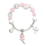 Picture of Mulany MB8070 Rose Quartz With Silver Money Bag Healing Bracelet