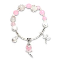 Picture of Mulany MB8070 Rose Quartz With Silver Money Bag Healing Bracelet