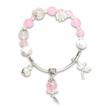 Hình ảnh Vòng Tay Mulany MB8070 Thạch Anh Hồng Với Charm Bịch Tiền