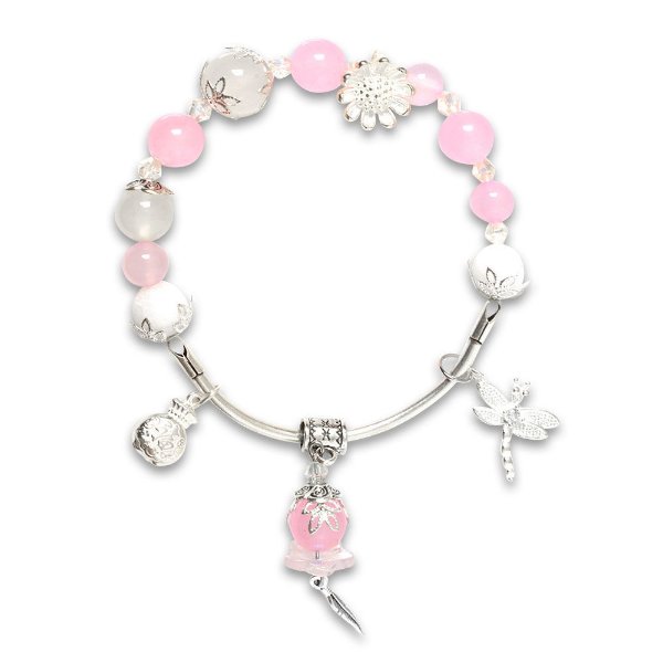 Picture of Mulany MB8070 Rose Quartz With Silver Money Bag Healing Bracelet