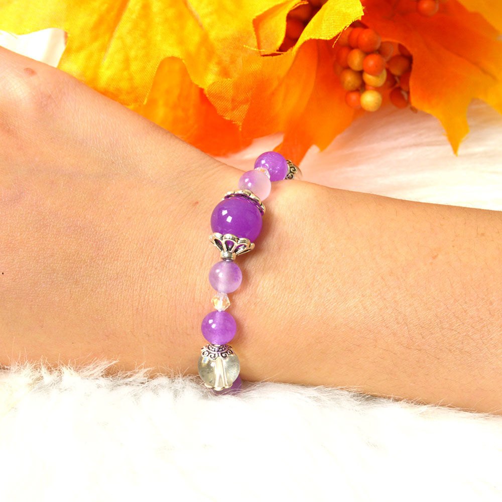 Picture of Mulany MB8015 Amethyst With Heart Charm Healing Bracelet