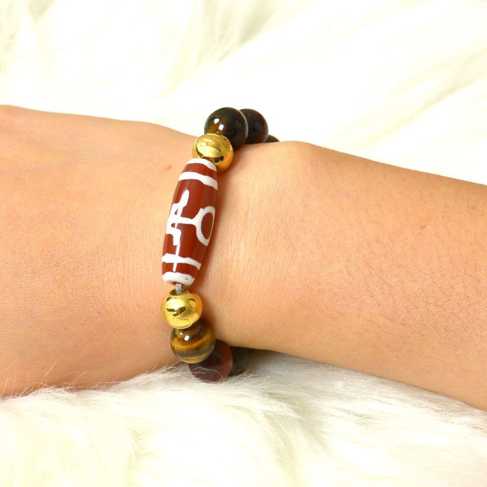 Picture of Mulany MB8025 Tiger Eye Stone With Dzi Charm Healing Bracelet