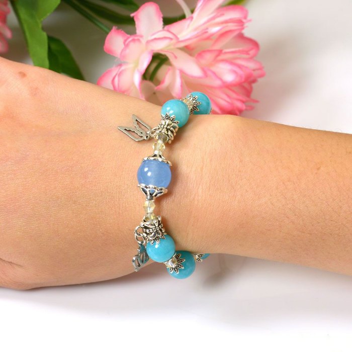 Hình ảnh Vòng Tay Mulany MB8042 Đá Ngọc Bích Với Charm Bạc