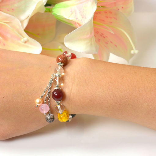 Picture of Mulany MB8056 Multicolor Stone With Beads Charm Healing Bracelet