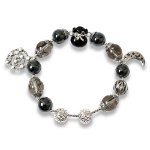Picture of Mulany MB8072 Black Rutilated Quartz With Money Bag Charm Healing Bracelet