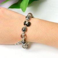 Picture of Mulany MB8072 Black Rutilated Quartz With Money Bag Charm Healing Bracelet