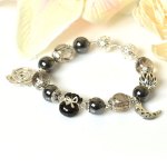 Picture of Mulany MB8072 Black Rutilated Quartz With Money Bag Charm Healing Bracelet