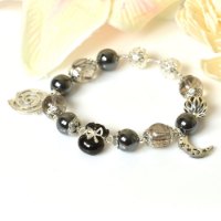 Picture of Mulany MB8072 Black Rutilated Quartz With Money Bag Charm Healing Bracelet