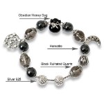 Picture of Mulany MB8072 Black Rutilated Quartz With Money Bag Charm Healing Bracelet