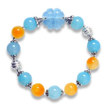 Picture of Mulany MB8074 Aquamarine, Tangerine With Flower Charm Healing Bracelet