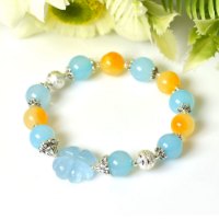Picture of Mulany MB8074 Aquamarine, Tangerine With Flower Charm Healing Bracelet