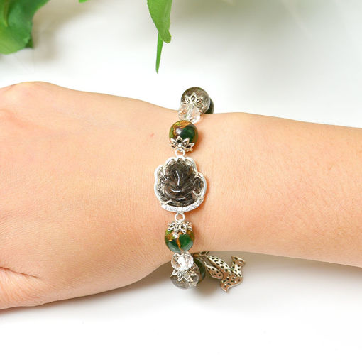 Picture of Mulany MB8075 Black Rutilated & Cloisonne With Fox Charm Healing Bracelet