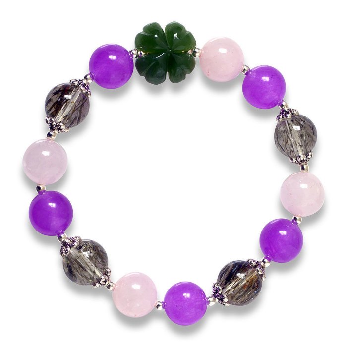 Hình ảnh Vòng Tay Phong Thủy MB8057 Thạch Anh Tím, Hồng, Tóc Đen