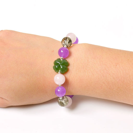 Picture of Mulany MB8078 Amethyst, Rutilated Quartz, Rose Quartz Healing Bracelet