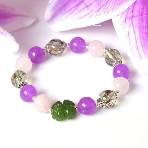 Picture of Mulany MB8078 Amethyst, Rutilated Quartz, Rose Quartz Healing Bracelet