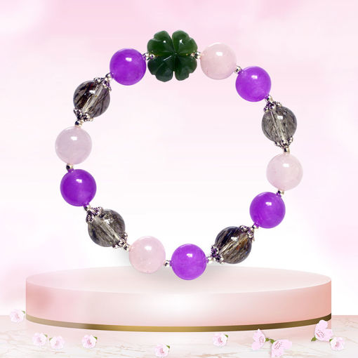 Picture of Mulany MB8078 Amethyst, Rutilated Quartz, Rose Quartz Healing Bracelet