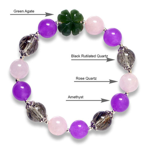 Picture of Mulany MB8078 Amethyst, Rutilated Quartz, Rose Quartz Healing Bracelet