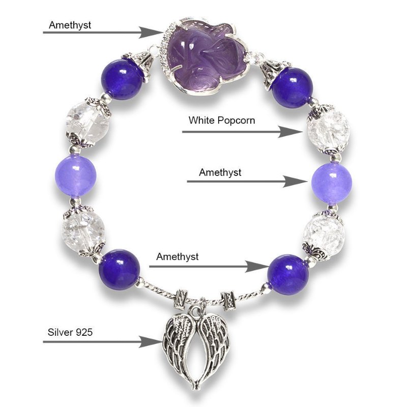 Picture of Mulany MB8079 Amethyst Stone With Fox Charm Healing Bracelet